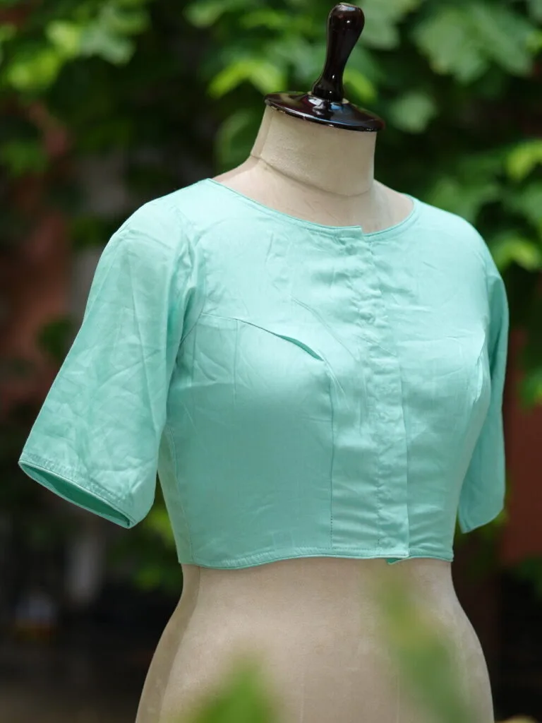 Sattin Cotton G/S N/P – Blouse in Mint Green, side view | Tilattama