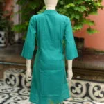 Solid Cotton Linen – Kurti in Firoza, back view | Tilattama