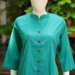 Solid Cotton Linen – Kurti in Firoza | Tilattama