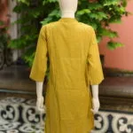 Solid Cotton Linen – Kurti in Neon green, back view | Tilattama