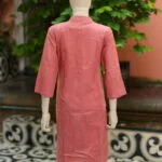 Solid Cotton Linen – Kurti in Peach, back view | Tilattama