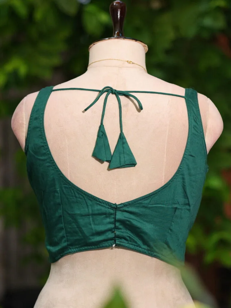 tanwi – Blouse in Bottle Green, back view | Tilattama