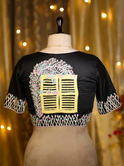 The Bougainvillea Affair – Blouse in Black, back view | Tilattama