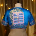 The Bougainvillea Affair – Blouse in Firoza, back view | Tilattama